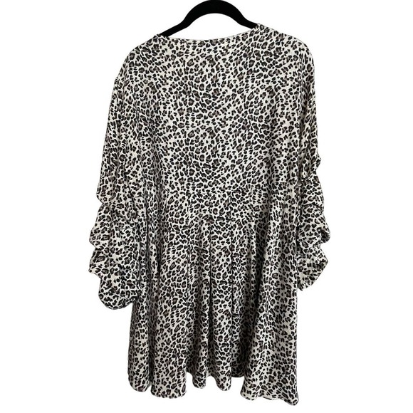 Ali Miles Animal Print High Low Tunic Top Size S Tiered Balloon Sleeve - Picture 2 of 7